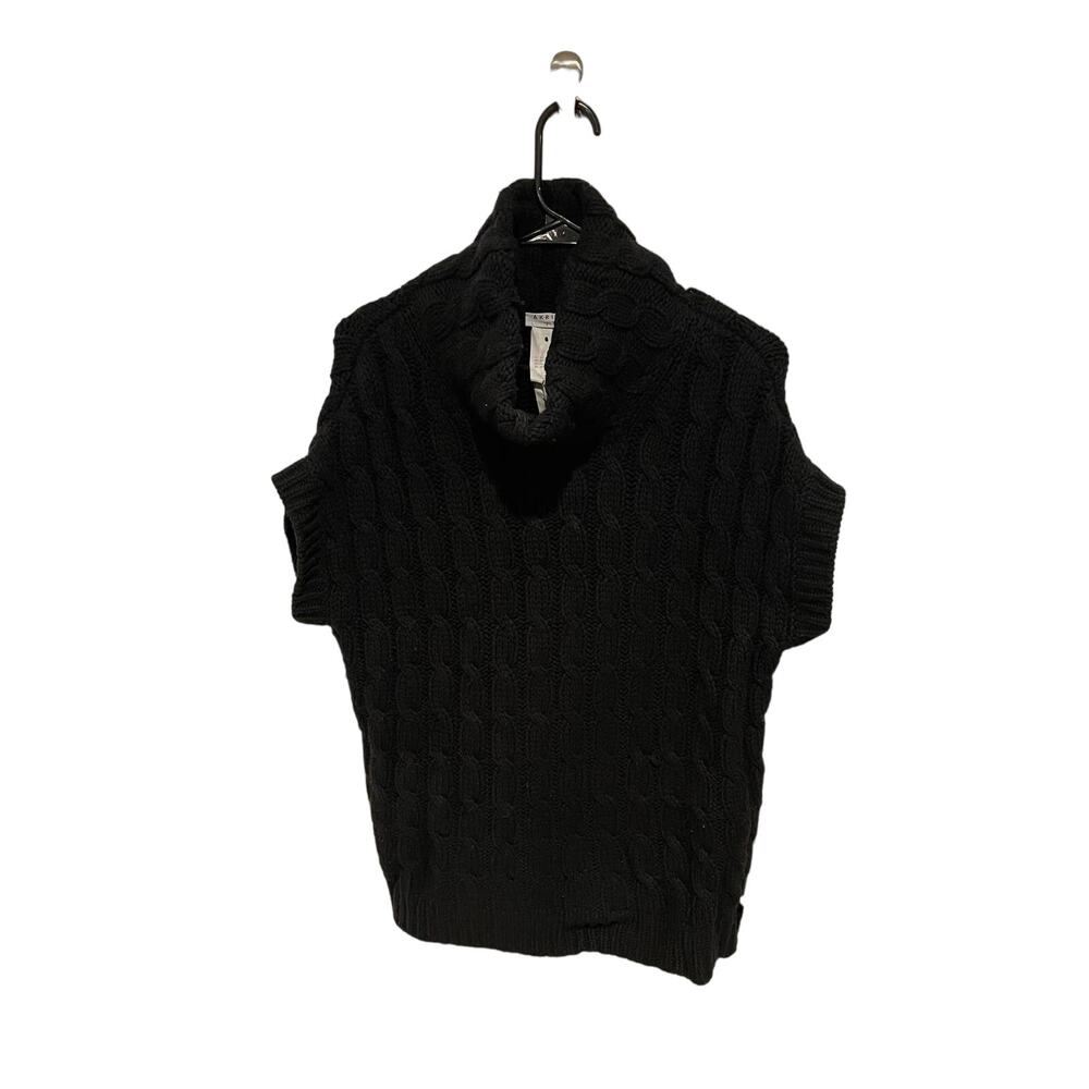Akris punto angora cashmere wool black short sleeve sweater M